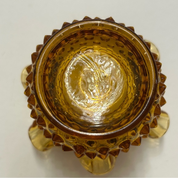 Amber Glass Hobnail Vase Ruffled - Picture 7 of 7